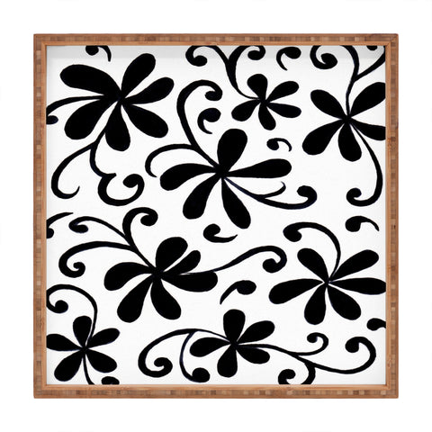 Rosie Brown Black on White Square Tray