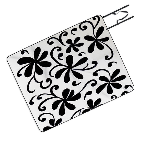 Rosie Brown Black on White Picnic Blanket