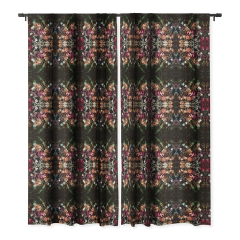 Rosie Brown Blooming Black Blackout Window Curtain