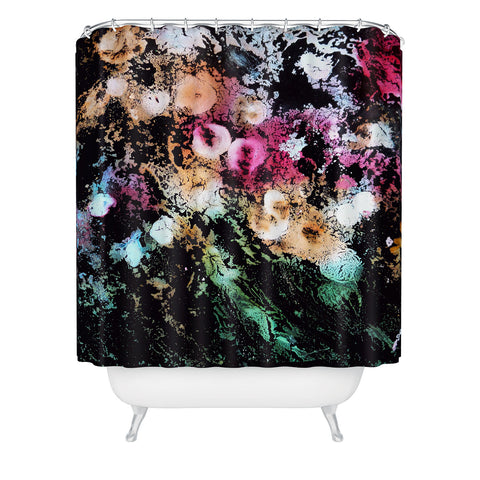 Rosie Brown Blooming Black Shower Curtain
