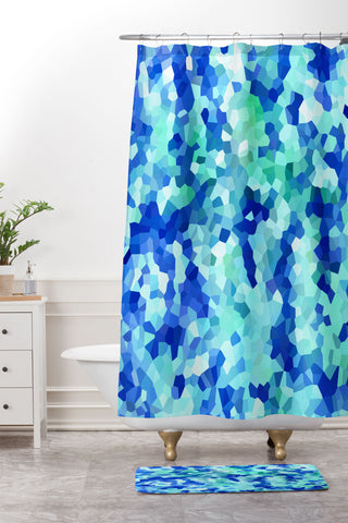 Rosie Brown Blue Chips Shower Curtain And Mat