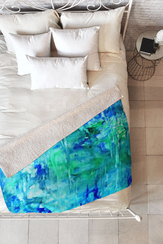 Rosie Brown Blue Grotto Fleece Throw Blanket