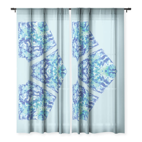 Rosie Brown Blue Hexagone Sheer Non Repeat