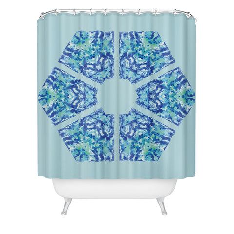 Rosie Brown Blue Hexagone Shower Curtain