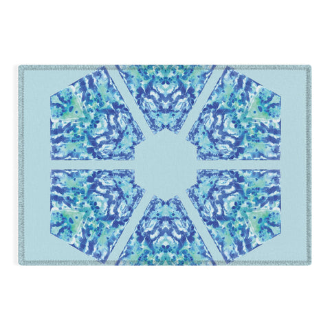 Rosie Brown Blue Hexagone Outdoor Rug