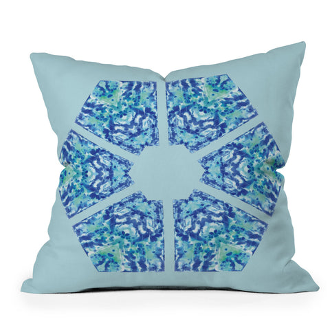 Rosie Brown Blue Hexagone Outdoor Throw Pillow
