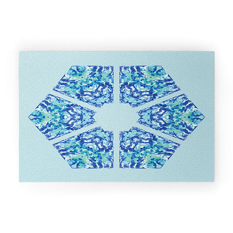 Rosie Brown Blue Hexagone Welcome Mat