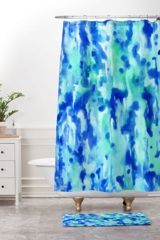 Rosie Brown Blue On Blue Shower Curtain And Mat