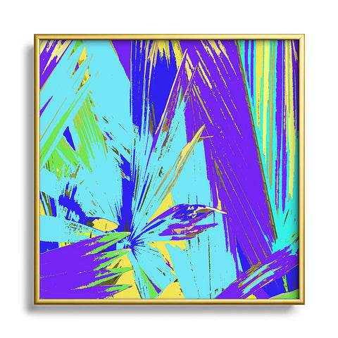 Rosie Brown Blue Palms 1 Metal Square Framed Art Print