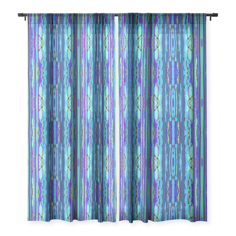 Rosie Brown Blue Palms 2 Sheer Window Curtain
