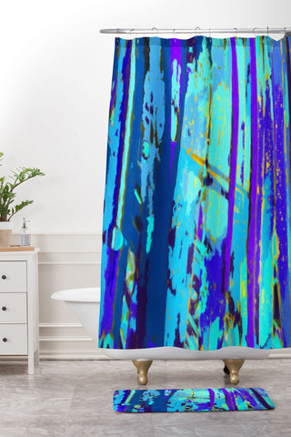 Rosie Brown Blue Palms 2 Shower Curtain And Mat