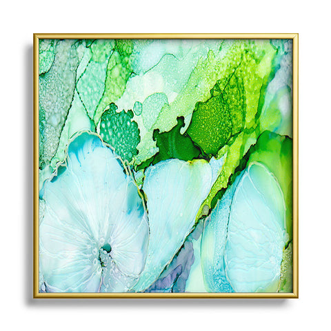 Rosie Brown Blue Petals Metal Square Framed Art Print