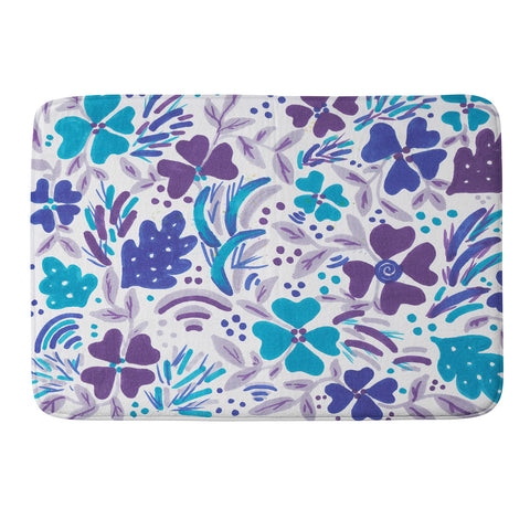Rosie Brown Blue Spring Floral Memory Foam Bath Mat