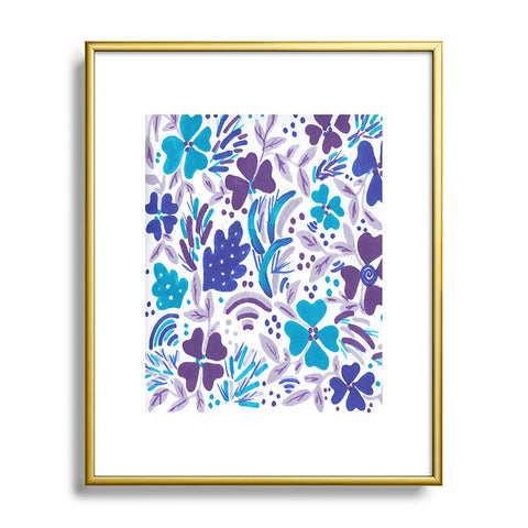 Rosie Brown Blue Spring Floral Metal Framed Art Print