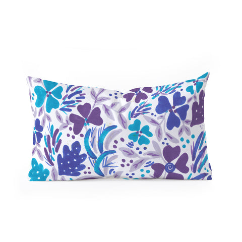Rosie Brown Blue Spring Floral Oblong Throw Pillow