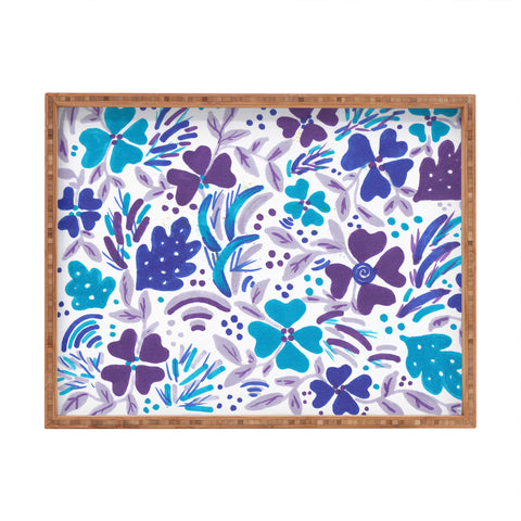 Rosie Brown Blue Spring Floral Rectangular Tray