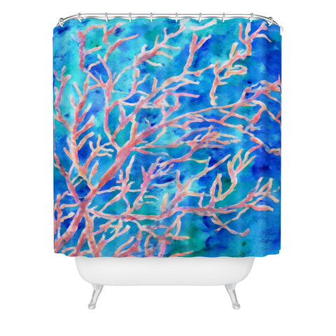 Rosie Brown Coral Fan Shower Curtain