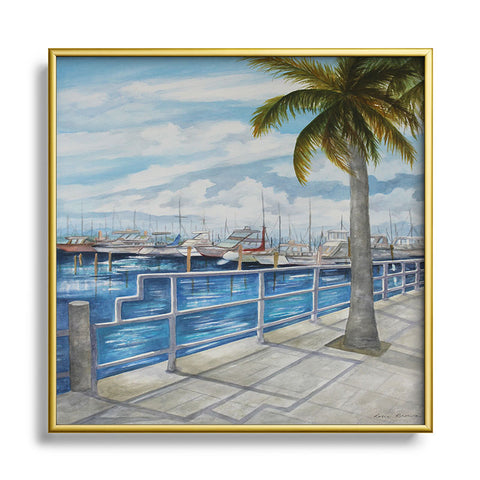 Rosie Brown Dinner Key Marina Stroll Metal Square Framed Art Print