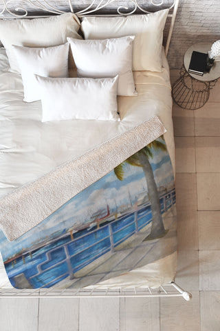 Rosie Brown Dinner Key Marina Stroll Fleece Throw Blanket