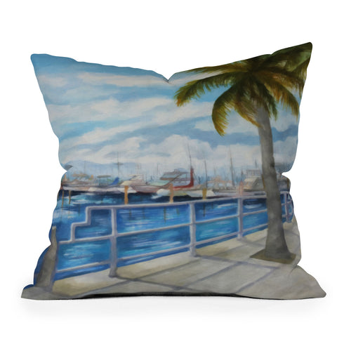 Rosie Brown Dinner Key Marina Stroll Throw Pillow