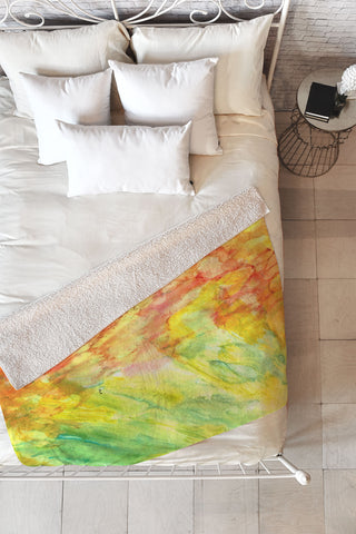 Rosie Brown Fantasy Flowers Fleece Throw Blanket