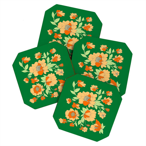 Rosie Brown Floral Coaster Set
