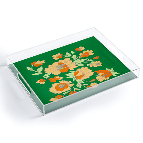 Rosie Brown Floral Acrylic Tray