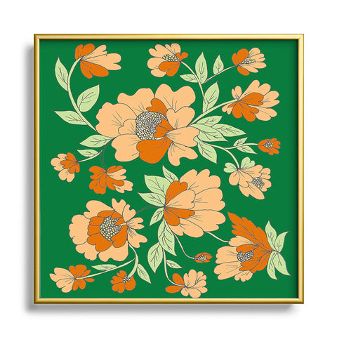 Rosie Brown Floral Metal Square Framed Art Print