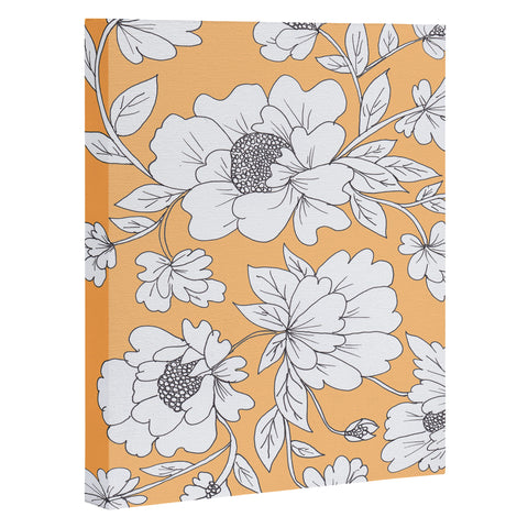 Rosie Brown Floral Orange Art Canvas