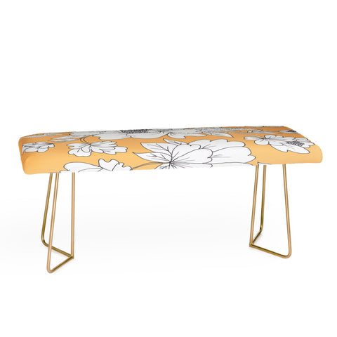 Rosie Brown Floral Orange Bench