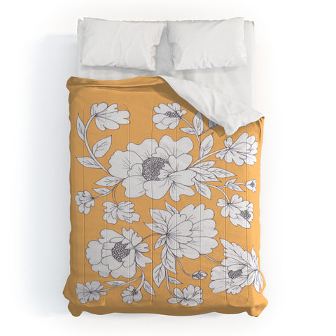 Rosie Brown Floral Orange Comforter
