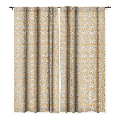 Rosie Brown Floral Orange Blackout Window Curtain