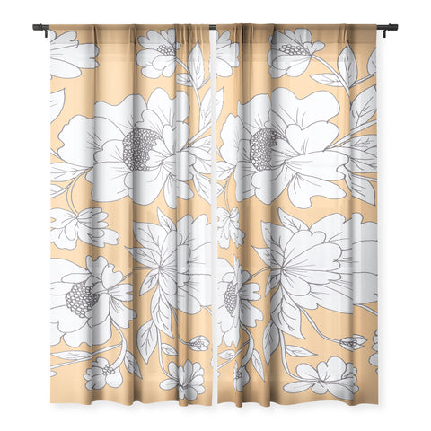 Rosie Brown Floral Orange Sheer Non Repeat