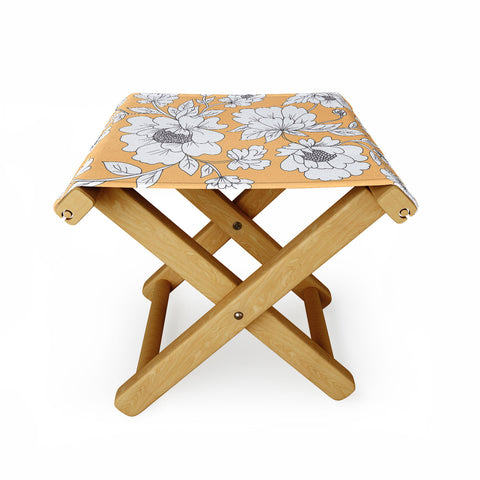 Rosie Brown Floral Orange Folding Stool