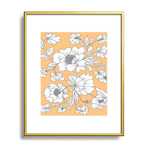 Rosie Brown Floral Orange Metal Framed Art Print