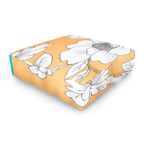 Rosie Brown Floral Orange Outdoor Floor Cushion