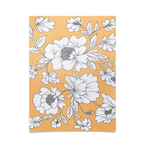 Rosie Brown Floral Orange Poster