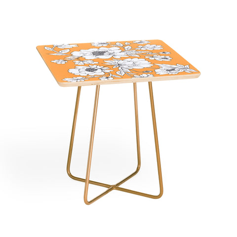 Rosie Brown Floral Orange Side Table