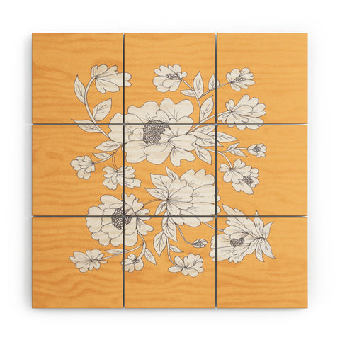 Rosie Brown Floral Orange Wood Wall Mural