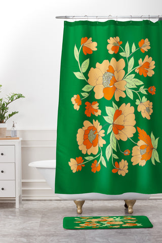 Rosie Brown Floral Shower Curtain And Mat