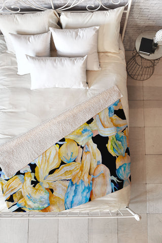 Rosie Brown Gourds Galore Fleece Throw Blanket