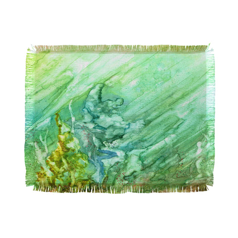 Rosie Brown Green Coral Throw Blanket