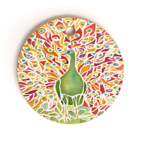 Rosie Brown Grove Peacock Cutting Board Round
