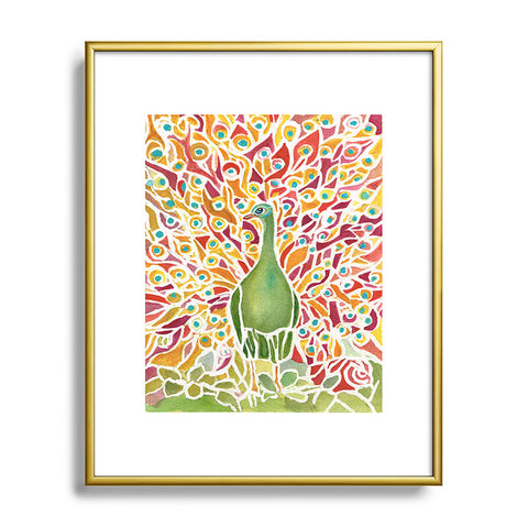 Rosie Brown Grove Peacock Metal Framed Art Print