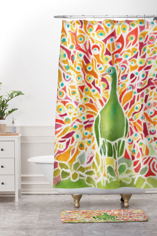 Rosie Brown Grove Peacock Shower Curtain And Mat