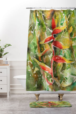 Rosie Brown Heliconia Shower Curtain And Mat