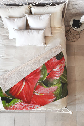 Rosie Brown Lady In Red Fleece Throw Blanket