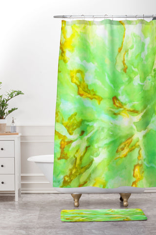 Rosie Brown Neon Sea Coral Shower Curtain And Mat