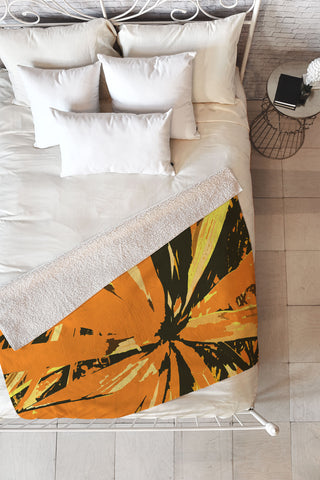 Rosie Brown Orange Bromeliad Fleece Throw Blanket