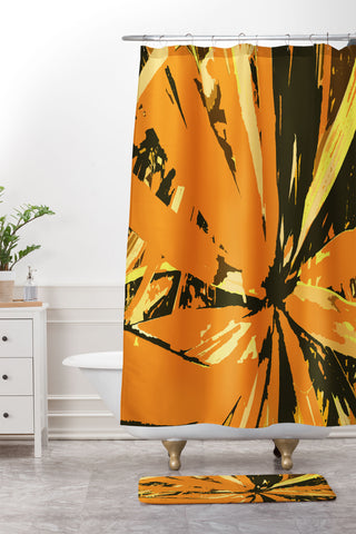 Rosie Brown Orange Bromeliad Shower Curtain And Mat
